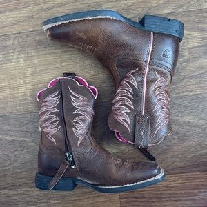 Ariat Brown Western Boots with Pink Lining
